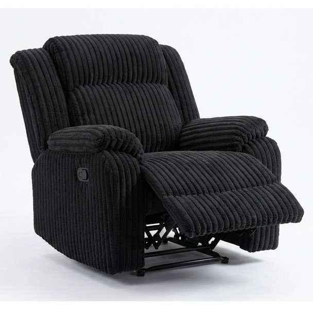 Motion Recliner Chair With Plush Armrests For Living Room, Soft Seat - Black