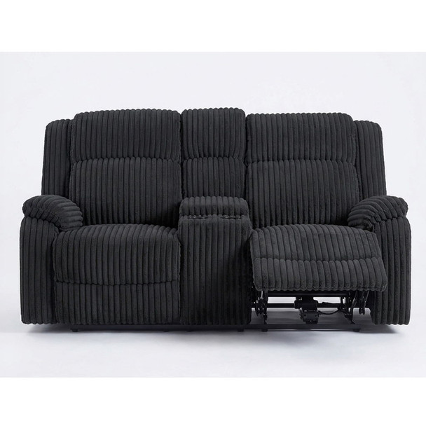 Motion Loveseat Recliner With Console Soft Seat Upholstered For Living Room - Black