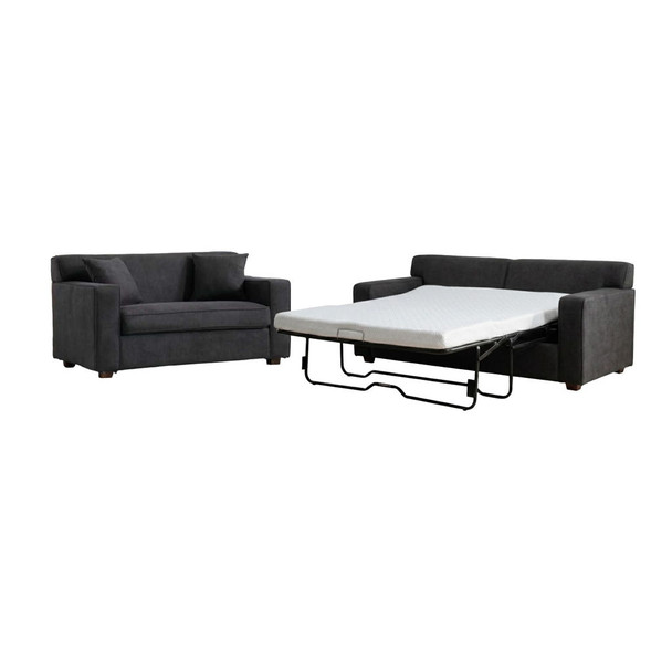Convertible Sleeper Loveseat & Chair Set With Fold Out Mattress, Loveseat & Chair - Gray