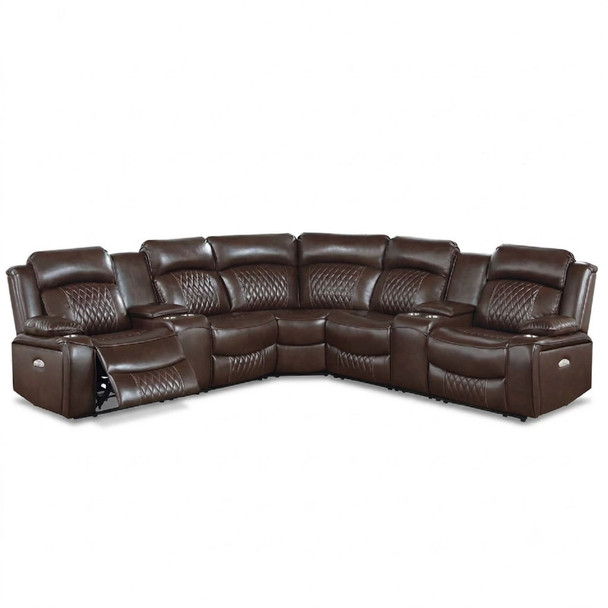 Power Motion Reclining Sectional Set With Console