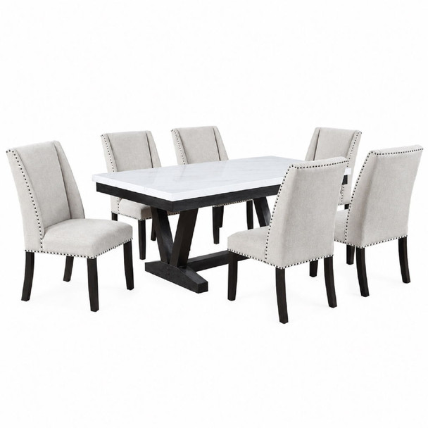 Dining Set With Upholstered Wing Back Chairs