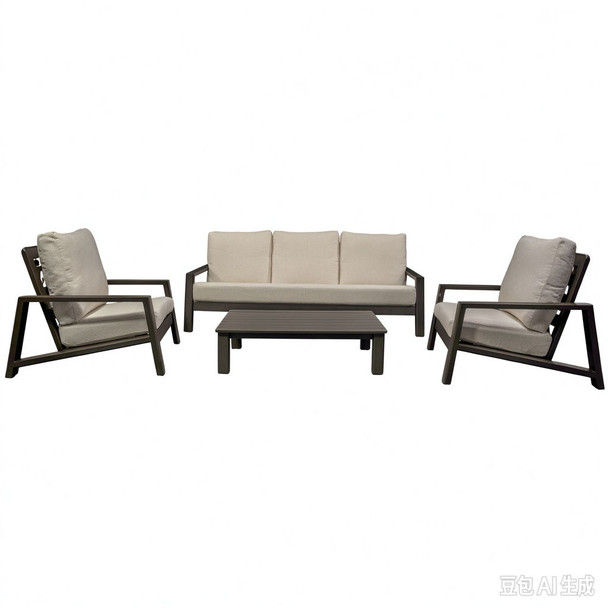 Verona - Seating 4 Pieces Set - Dark Espresso / Gray / Off White