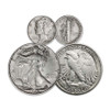 1941- 1945 Mercury Silver Dime & Walking Liberty Silver Half Dollar Pair Extra Fine