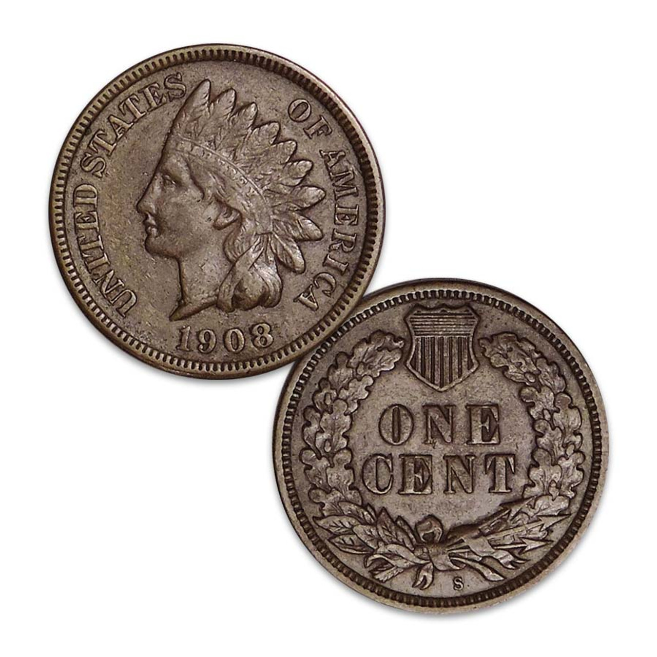 1908-S Indian Head Cent Extra Fine
