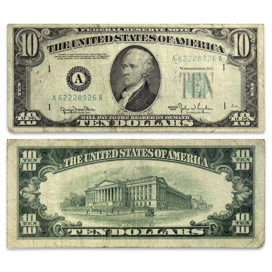 1950 $10 Federal Reserve Note Circulated