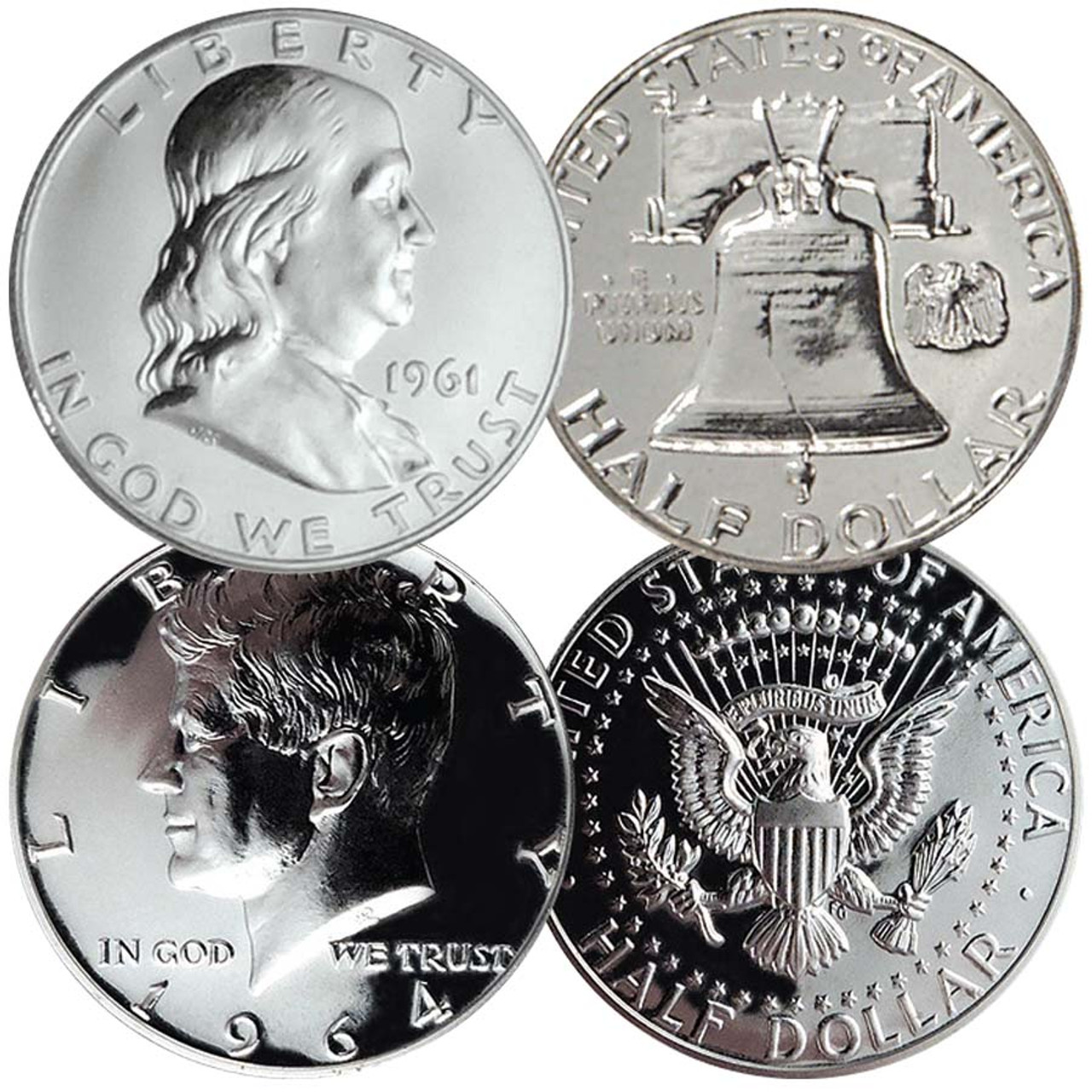 1961 Franklin & 1964 Kennedy Silver Half Dollar Proof Pair