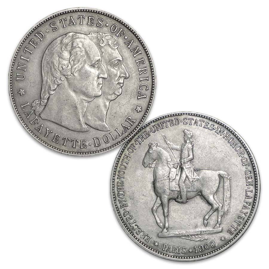 アメリカ　ラファイエットダラー　1ドル銀貨 1900年ラファイエット記念銀貨。1ドル。1.00ドル。非常に ♪♪アメリカ