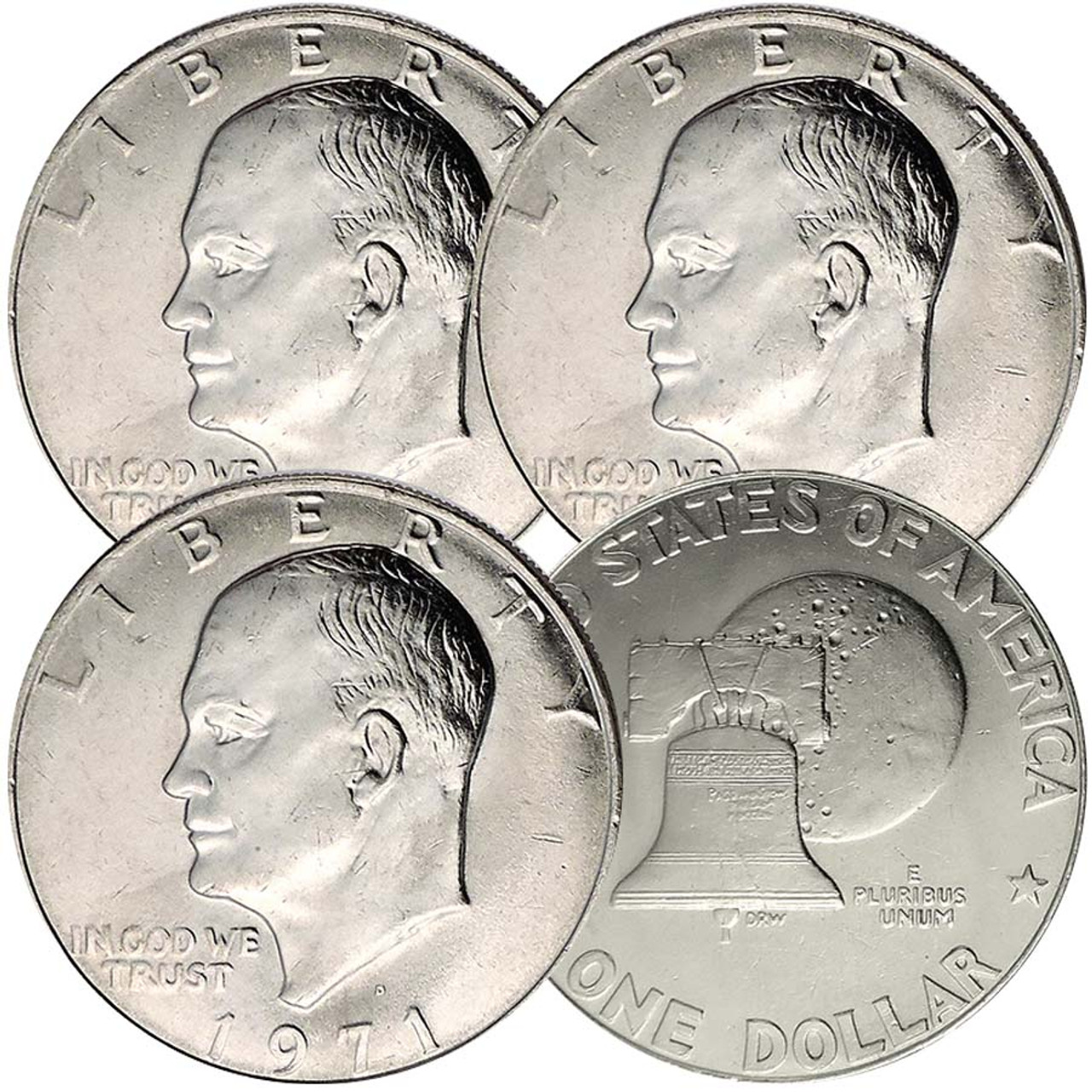 1971-1978 Eisenhower Dollars 4 Coin Set About Uncirculated /Brilliant Uncirculated