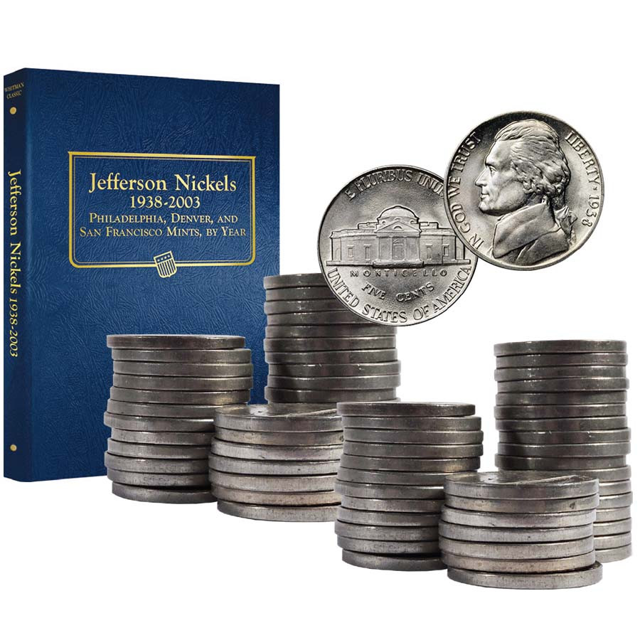 1938-1964 P, D & S Jefferson Nickel 71-Coin Collection With Album