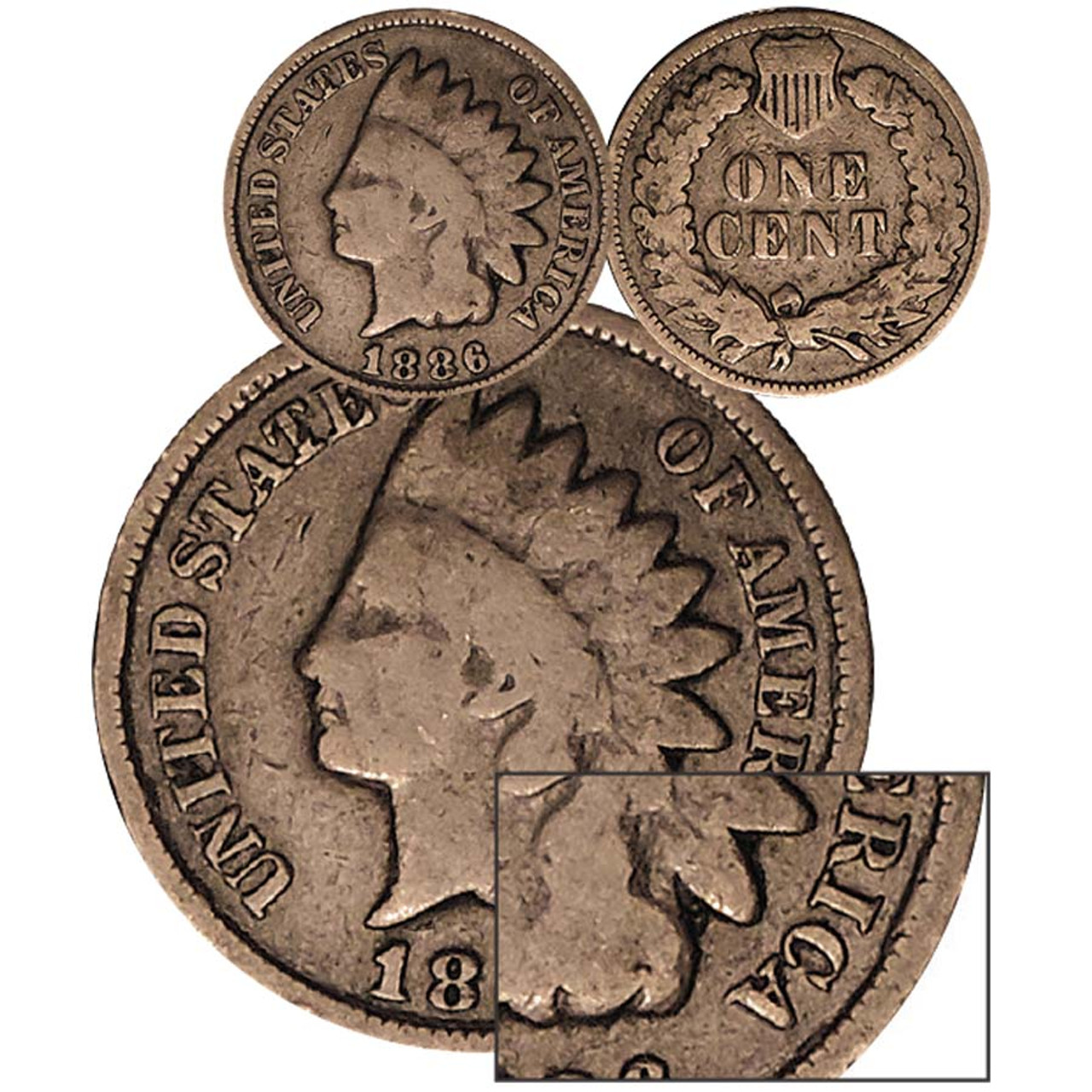 1886 Type I & Type II Indian Head Cent Pair
