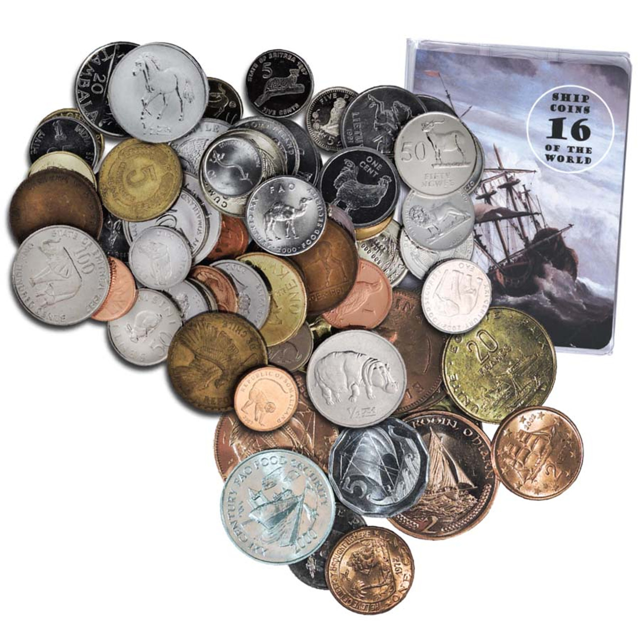 16 Ship & 55 Animal Coins from Around the World Collection