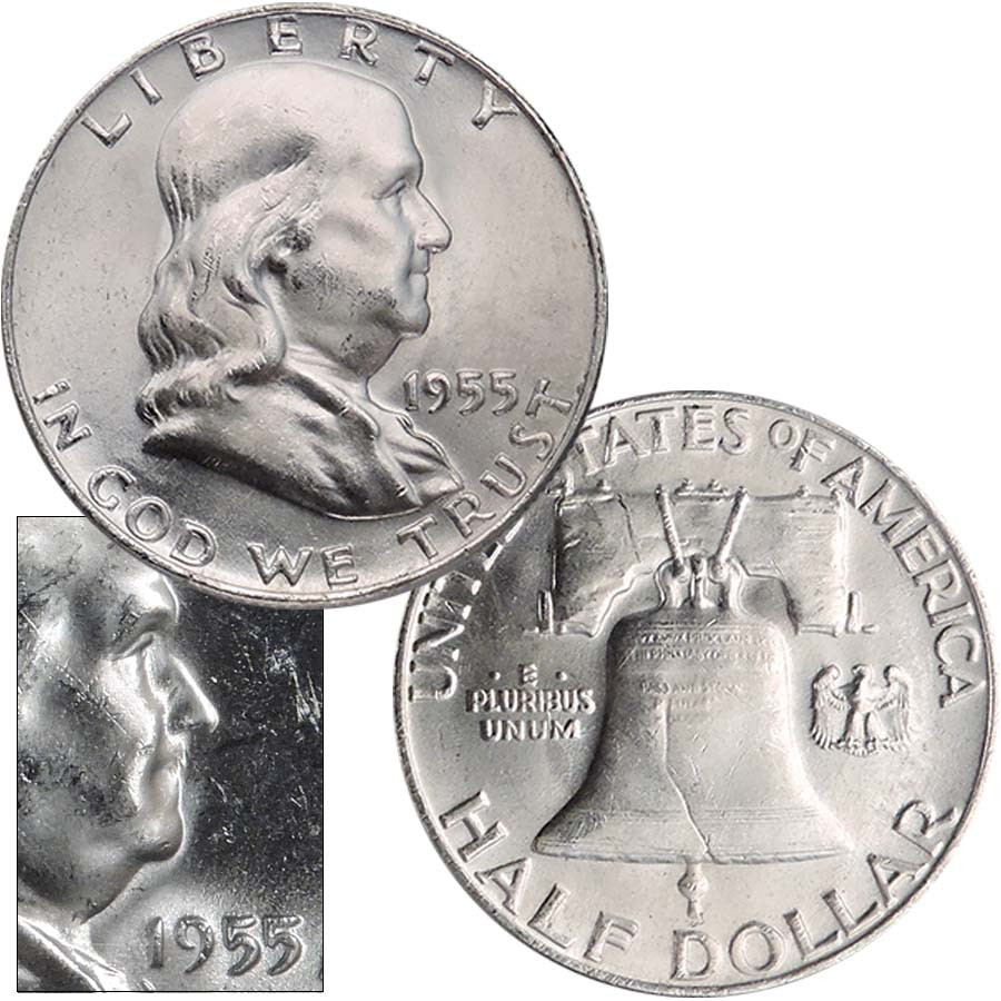 1955-P "Bugs Bunny" Franklin Silver Half Dollar Brilliant Uncirculated