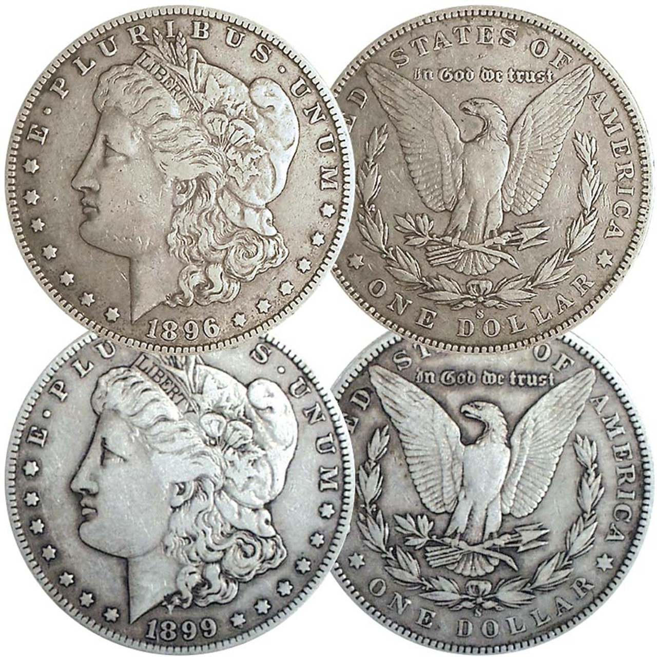 1896-S & 1899-S Morgan Silver Dollar Pair Very Fine