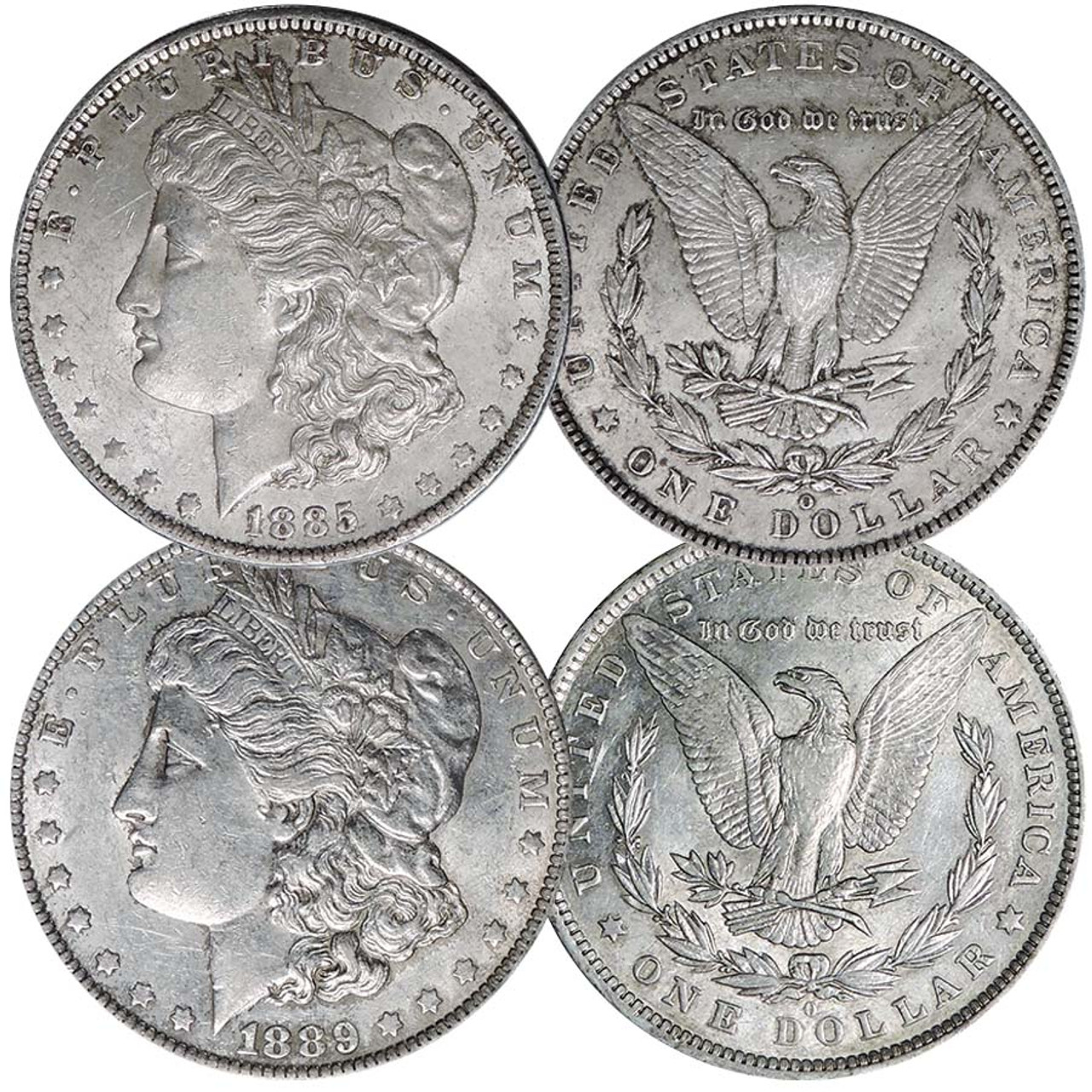 1885-O & 1889-O Morgan Silver Dollar Pair Extra Fine