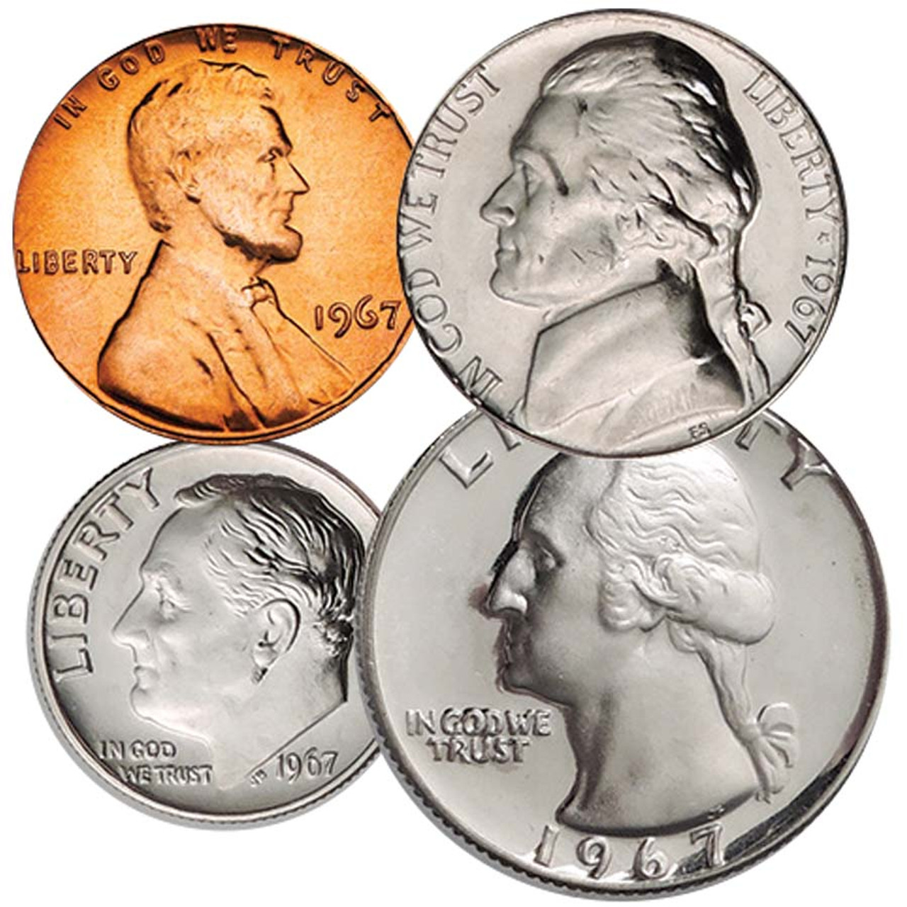 1965-1967 SMS Cent, Nickel, Dime & Quarter 4-Coin Set