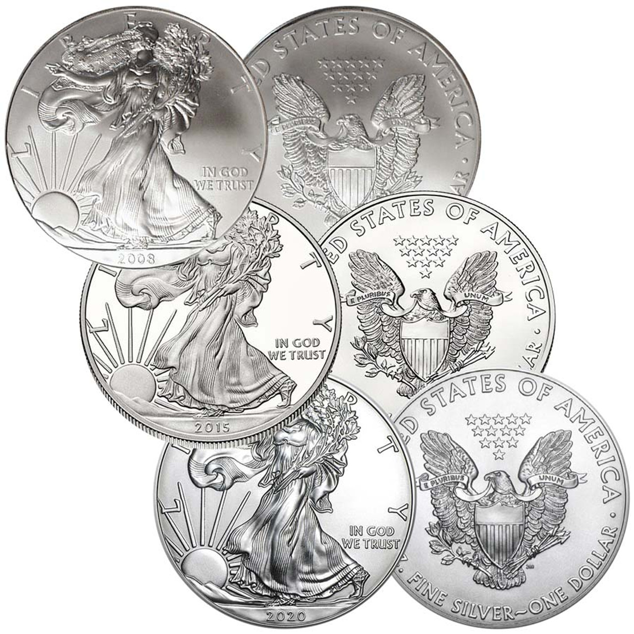 2008, 2015, 2020 Silver EagleTrio Brilliant Uncirculated