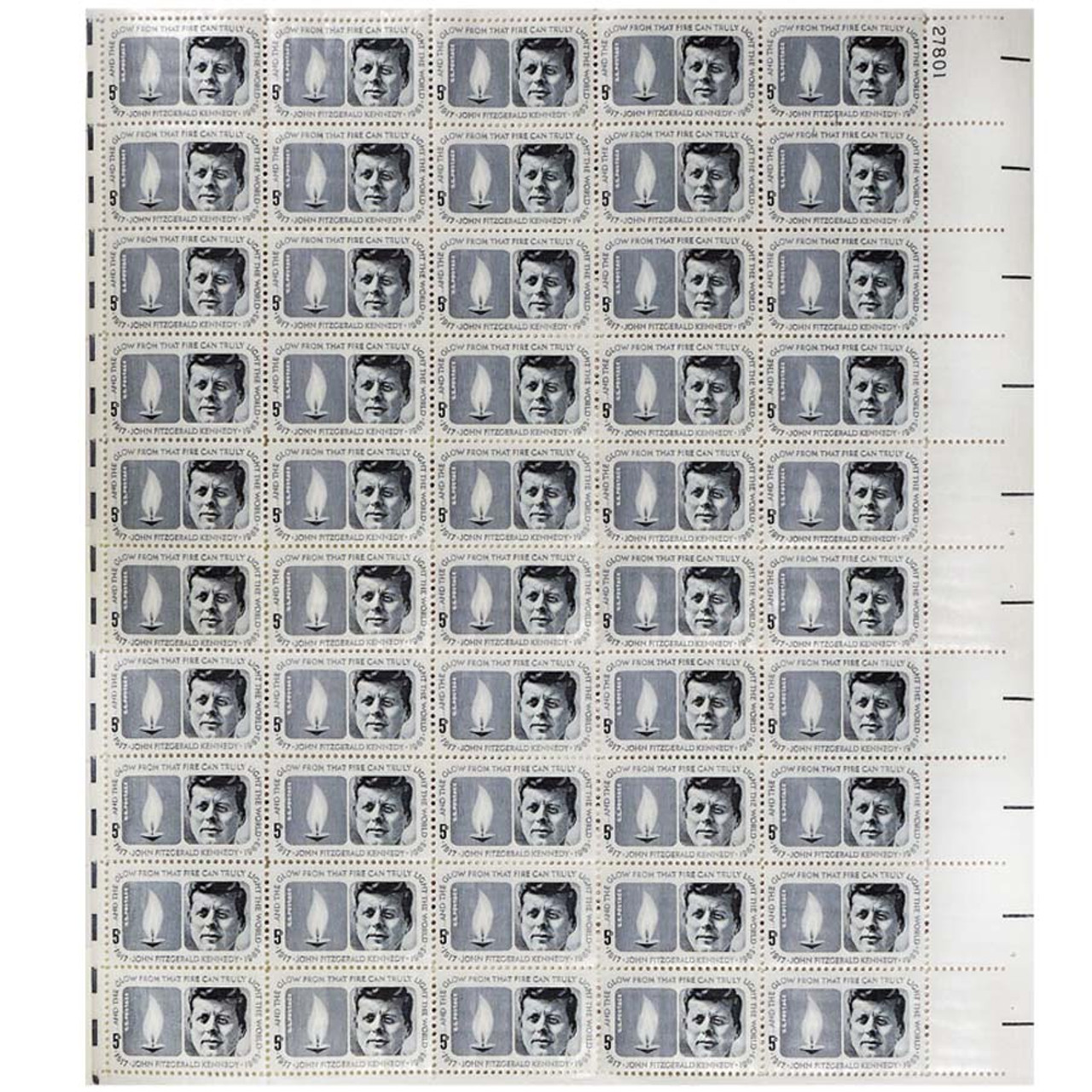 1964 Kennedy Memorial 5¢ Stamp Mint Sheet