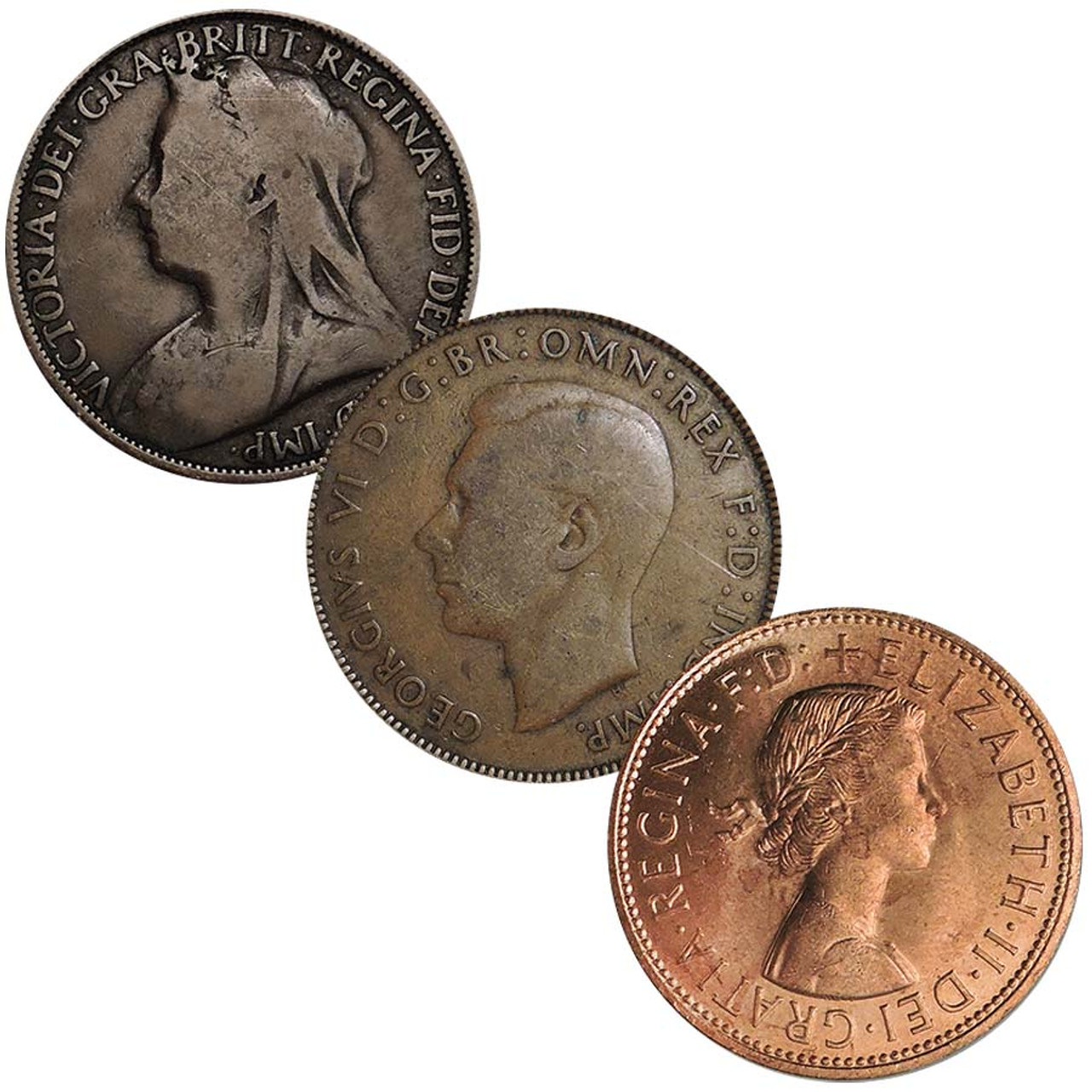 Great Britain Royal Penny Trio Circulated