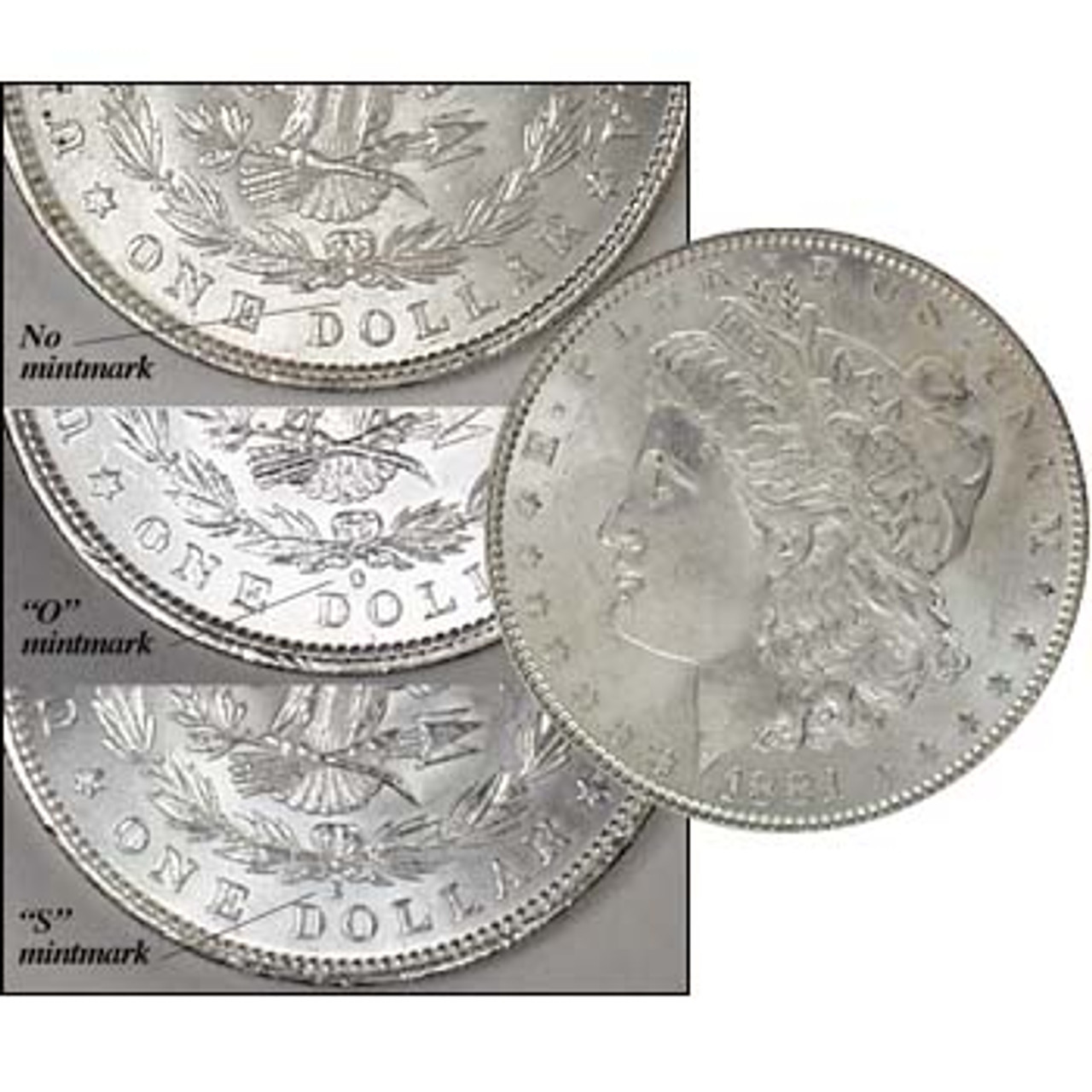 1881 P, O & S Morgan Silver Dollar Trio Extra Fine