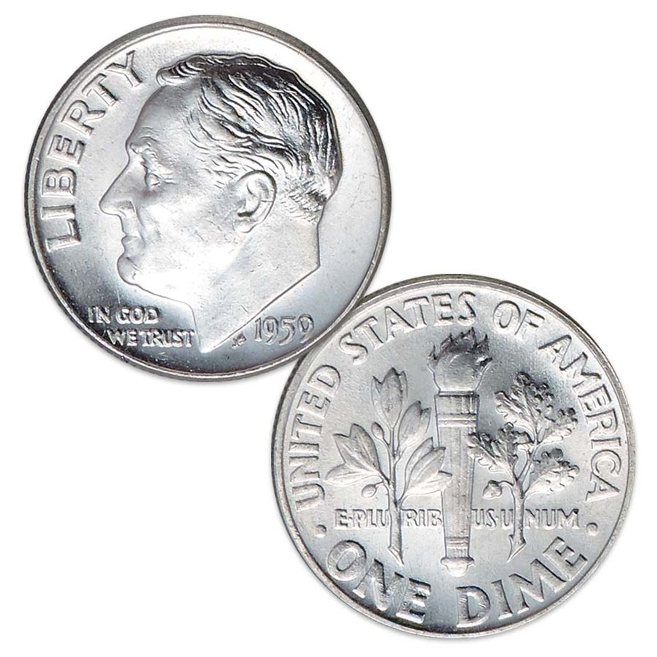 1959 P or D Roosevelt Silver Dime Brilliant Uncirculated