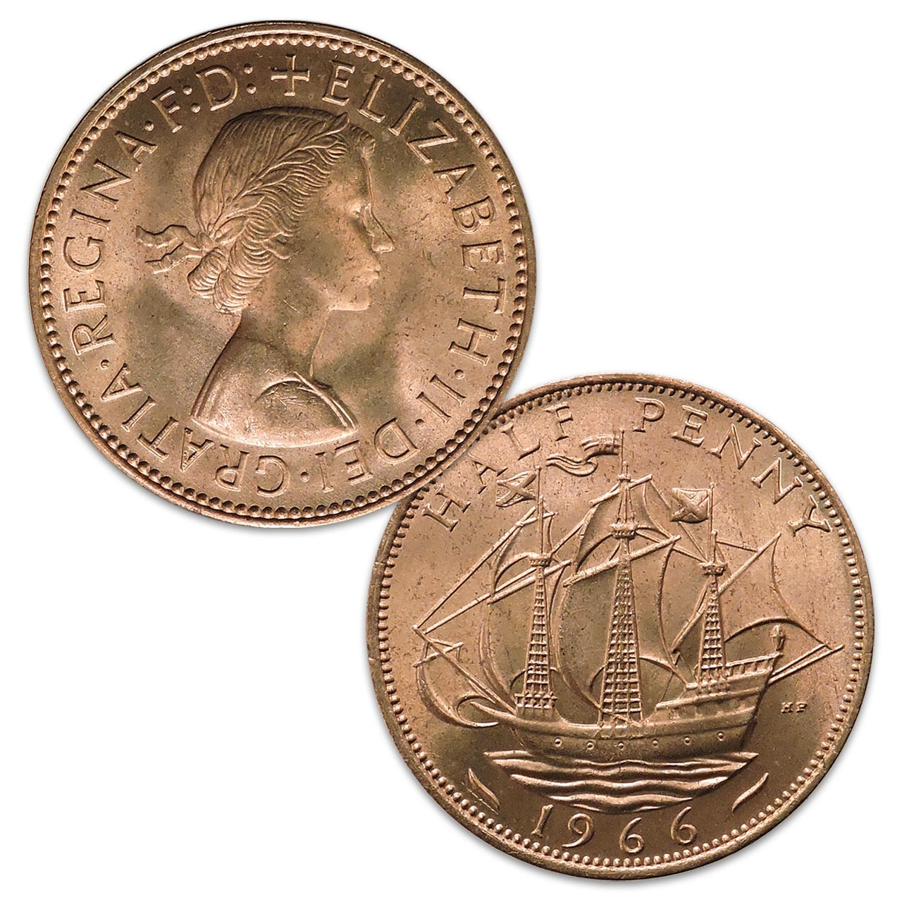 Great Britain 1966-1967 Half Penny Brilliant Uncirculated