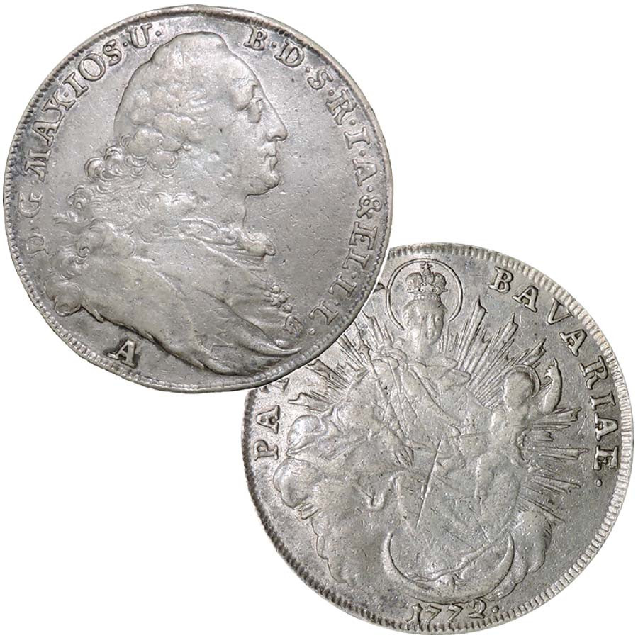 Bavaria 1753-1777 Madonna & Child Silver Conventionsthaler Fine to