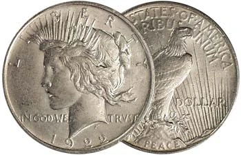 U.S. Peace Silver Dollar 1922-D About Uncirculated
