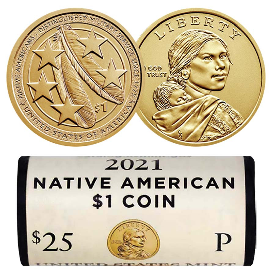 2021-P Native American Dollar 20-Coin Roll Brilliant Uncirculated