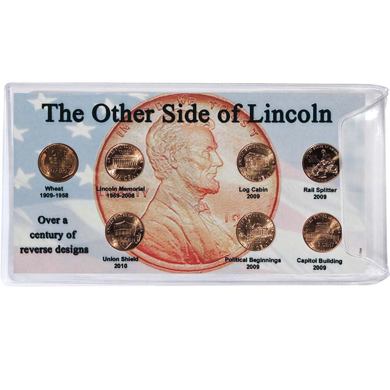 Lincoln Cent 7 Coin Type Set in Holder