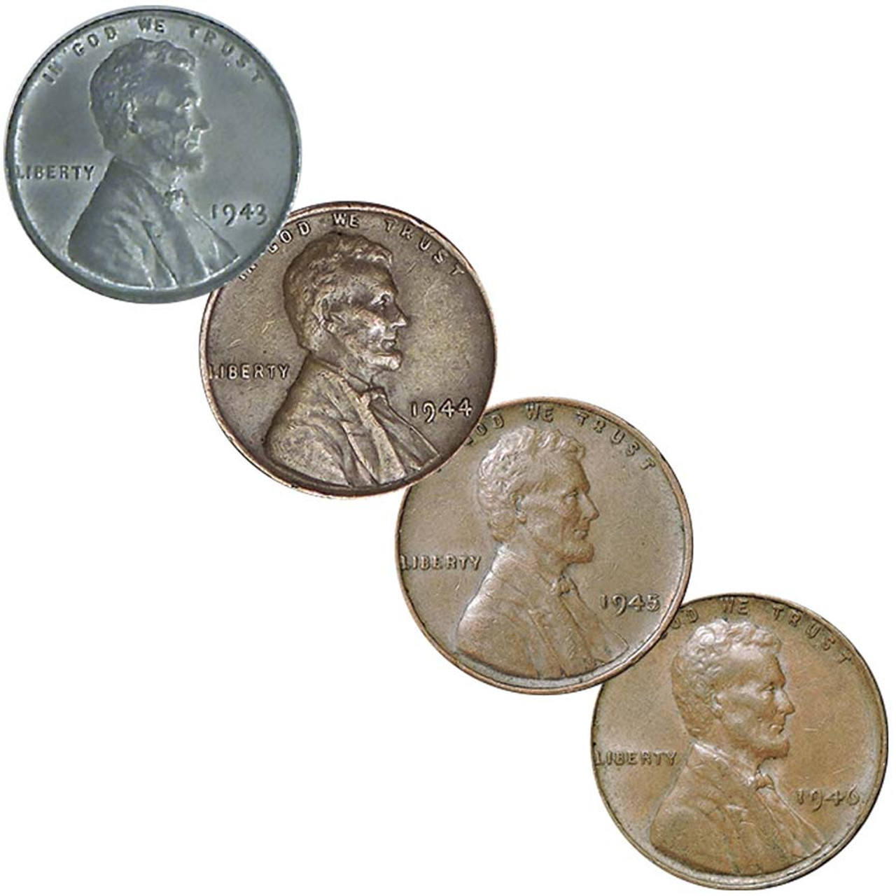 1943-1946 Lincoln Cent 4-Coin Set VF