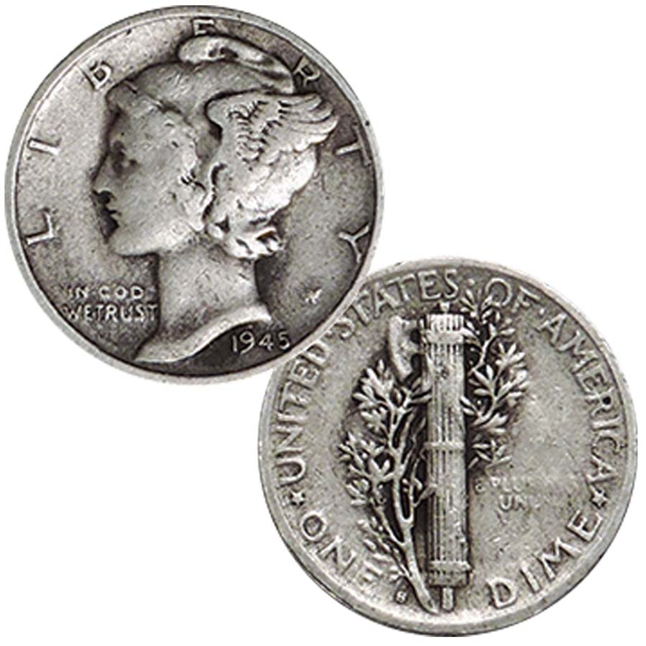 1945 P, D or S Mercury Silver Dime Finr