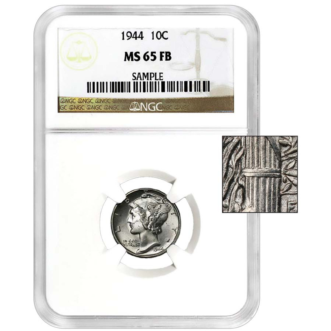 1944 Mercury Silver Dime Certified MS-65 Full Bands