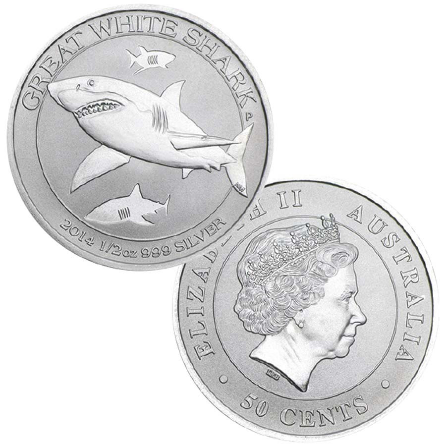 Australia 2014 Great White Shark ½ Oz. Silver 50¢ Brilliant