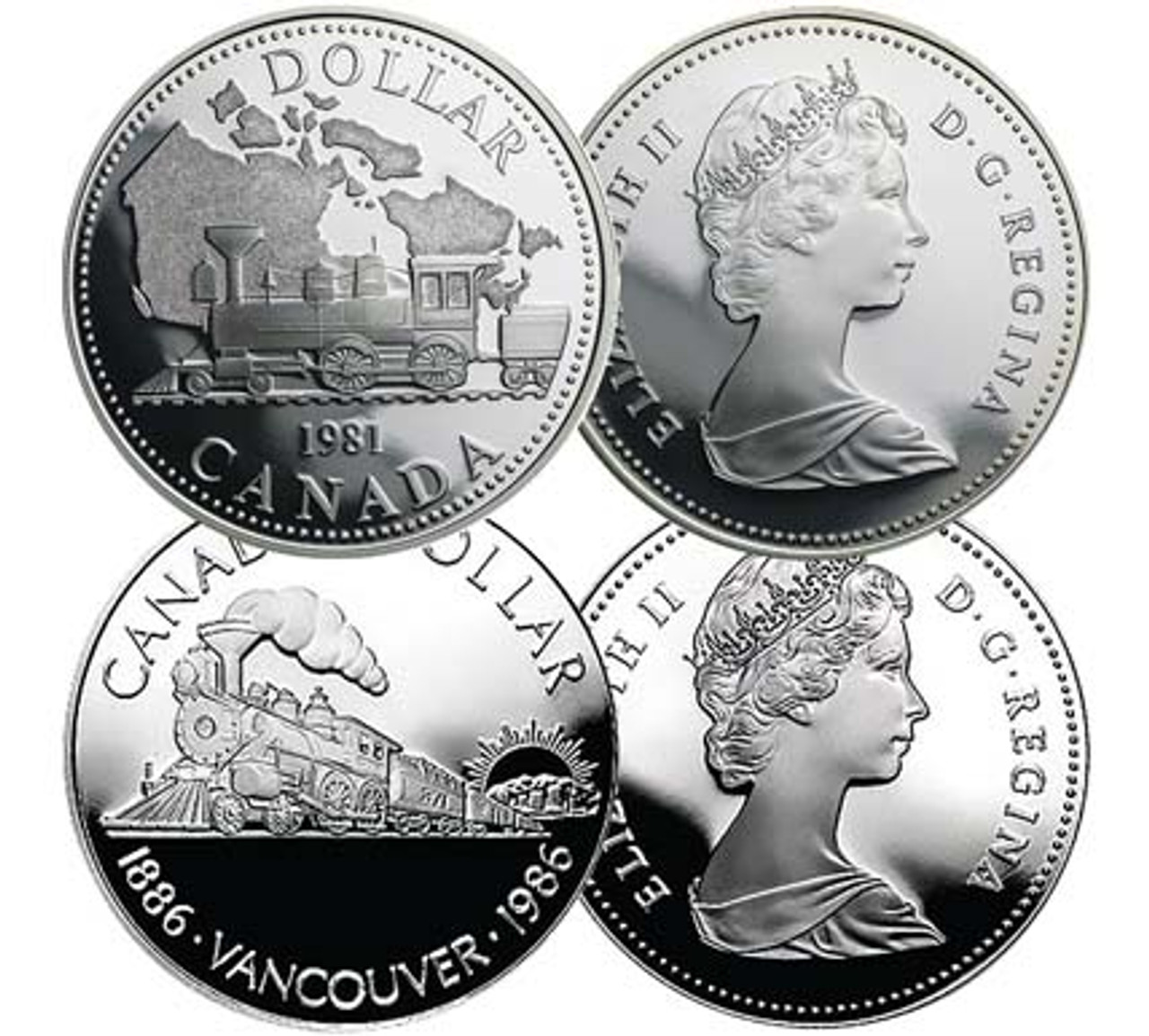 Canada 1981 Railroad & 1986 Vancouver Silver Dollar Proof Pair