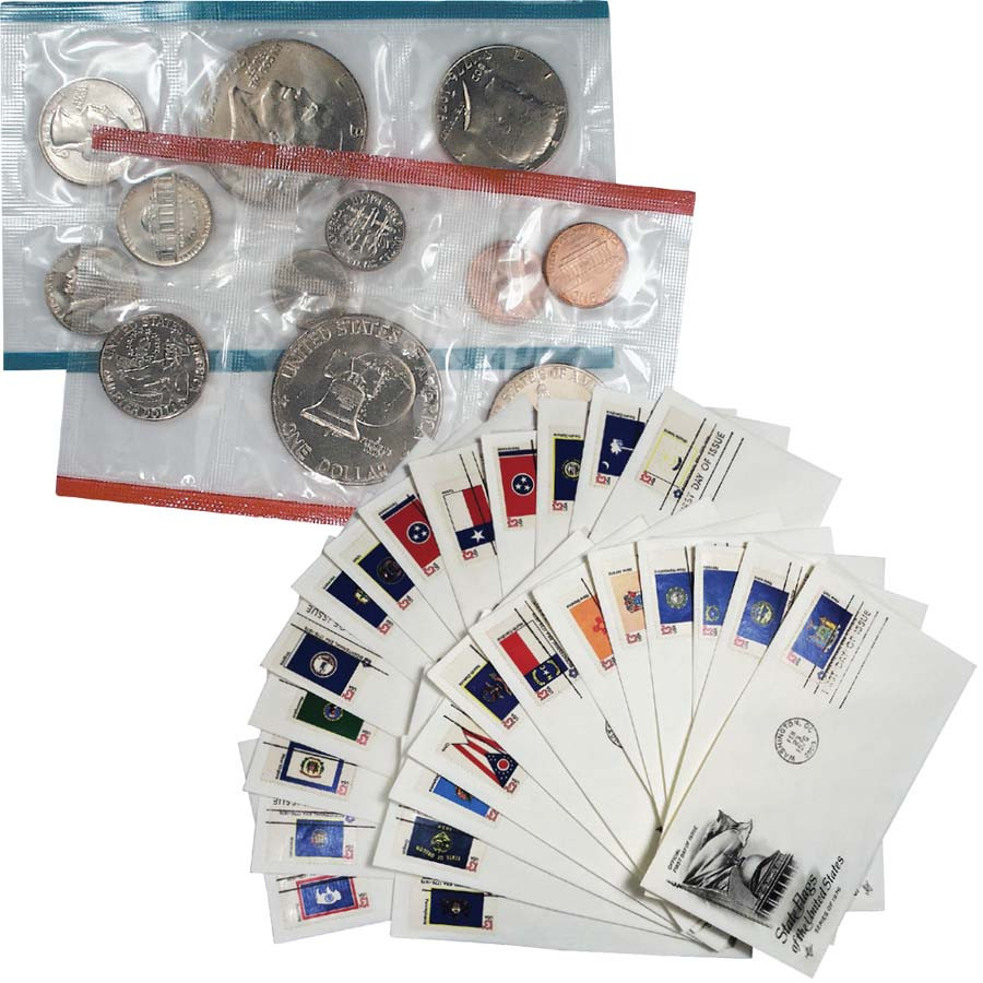 ♥SPECIAL✽70sVintageITEM5点セット♥ 1976 Bicentennial Mint Set & Complete 1976 State Flags 50-Stamp