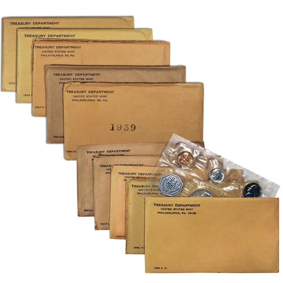 1955-1964 Proof Set Collection in Original Envelopes