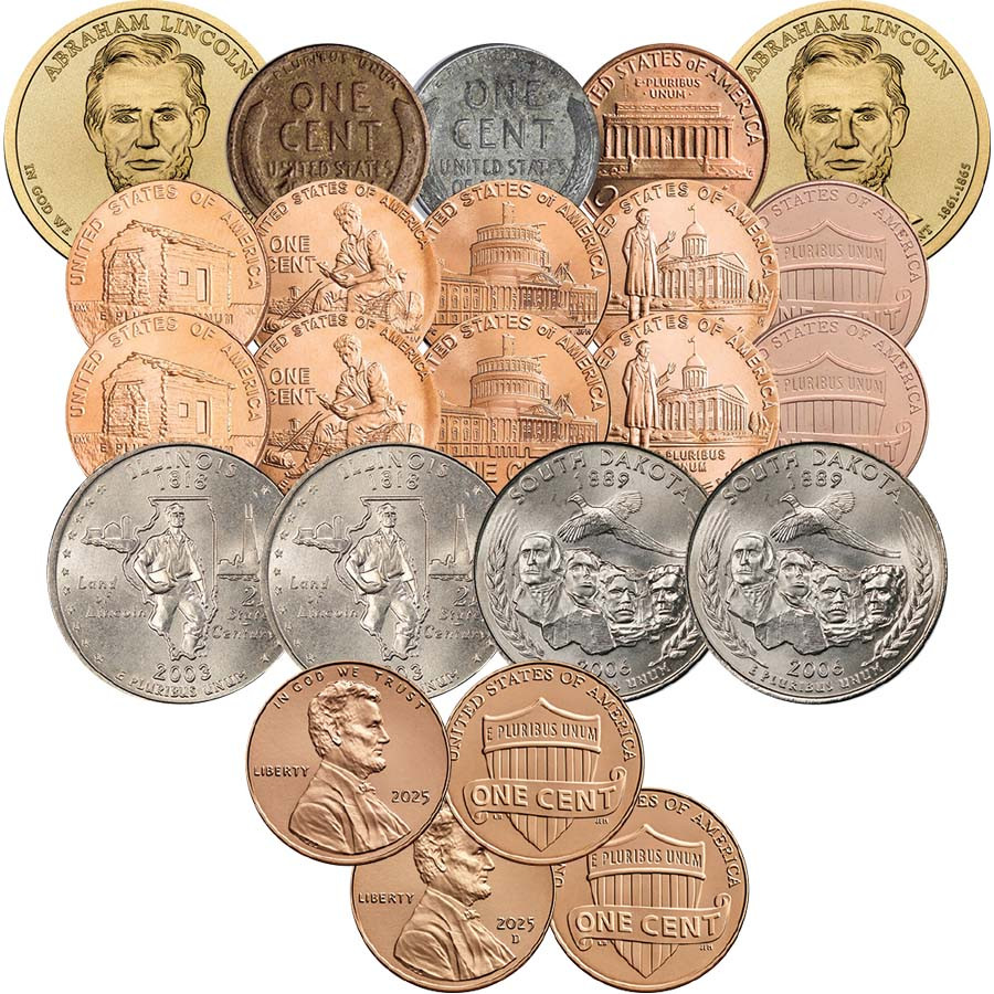 19-Coin Lincoln Collection Circ-BU & 2025 P & D Lincoln Cent BU Pair