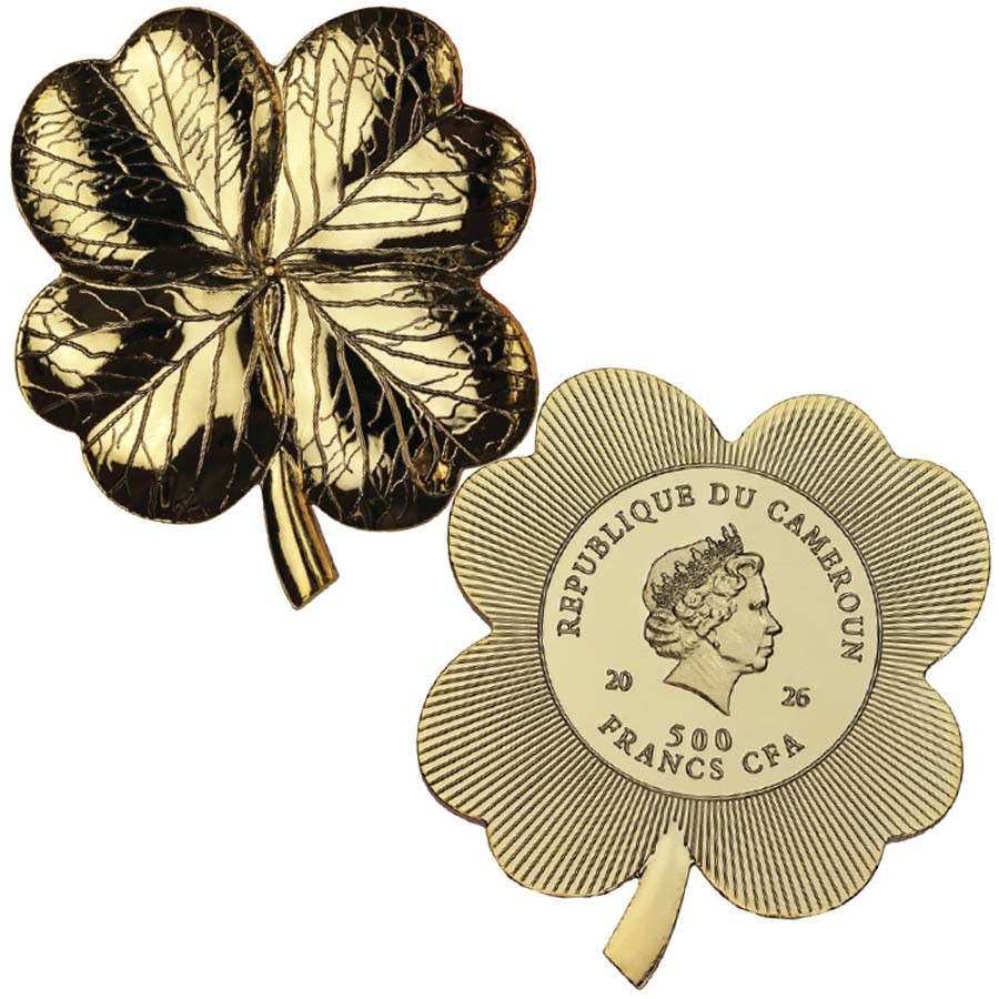 Cameroon 2026 Gold Plated Four-Leaf Clover Shaped Coin
