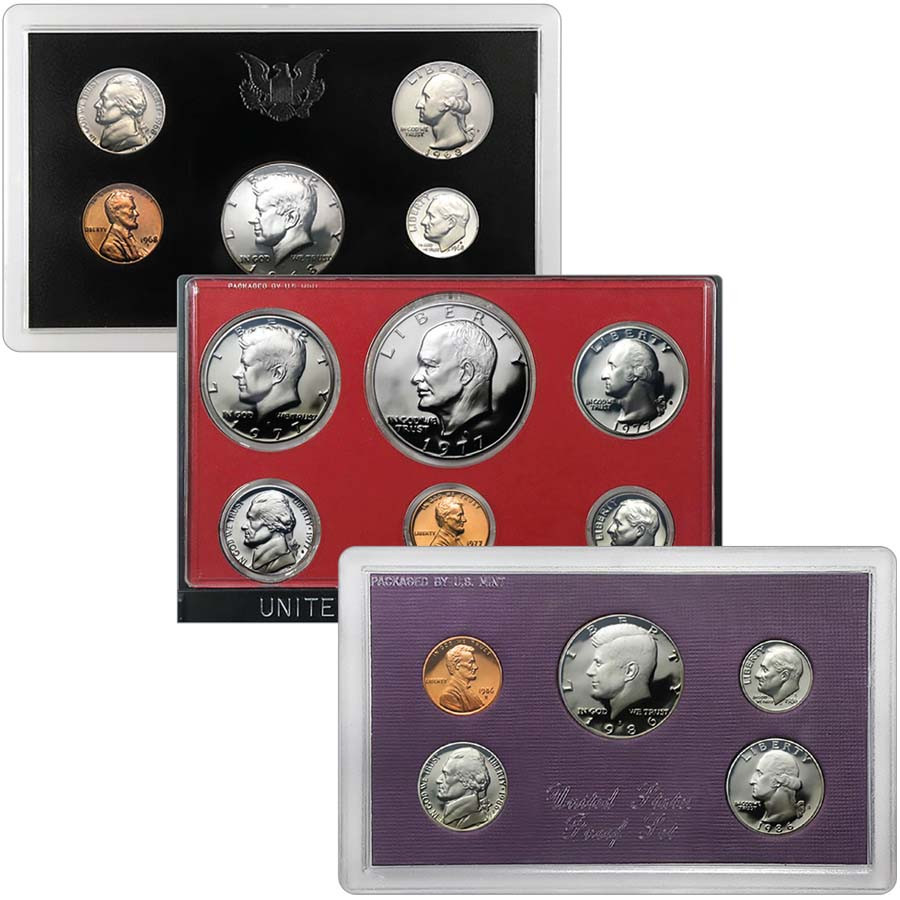 1968, 1977 & 1986 Proof Set Trio