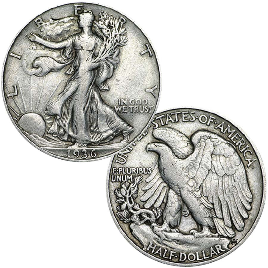 1936 Walking Liberty Silver Half Dollar Extra Fine