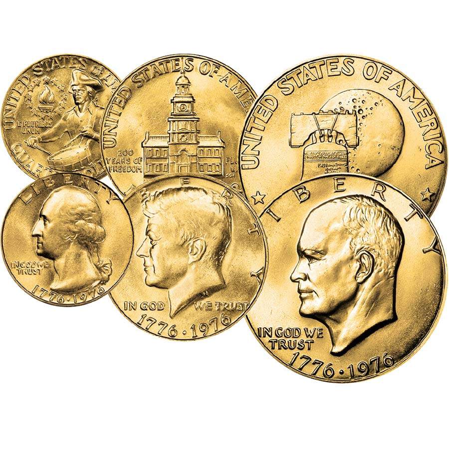 1976 Bicentennial Gold Plated Quarter, Half Dollar & Dollar Trio