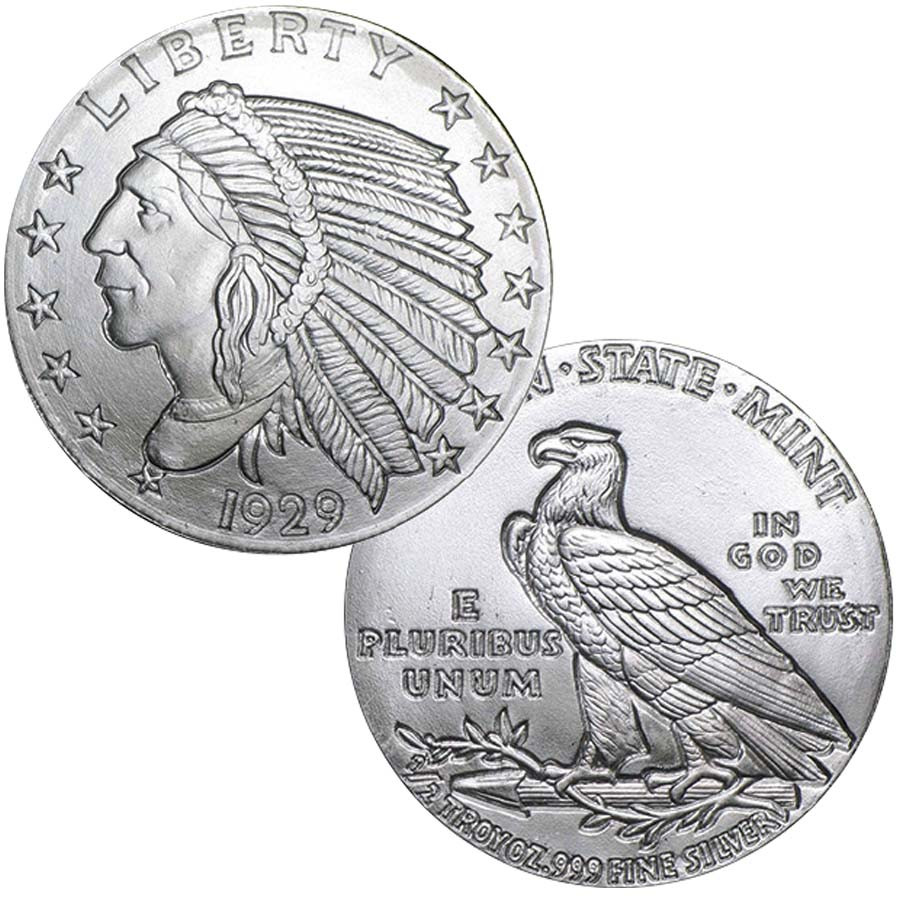 Incuse Indian Head 1/2 Oz. Silver Round