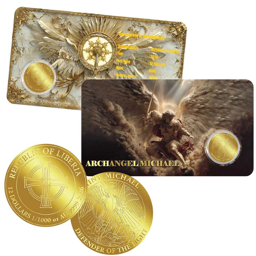 Liberia 2026 Archangel Michael 1/1000th Oz. Gold $12 Coin