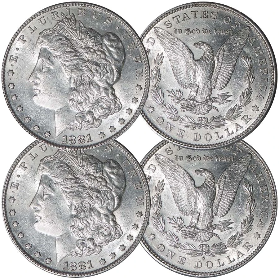 1881-P & 188-1S Morgan Silver Dollar Pair About Uncirculated