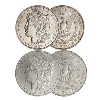 1902 & 1903 Morgan Silver Dollar Pair About Uncirculated