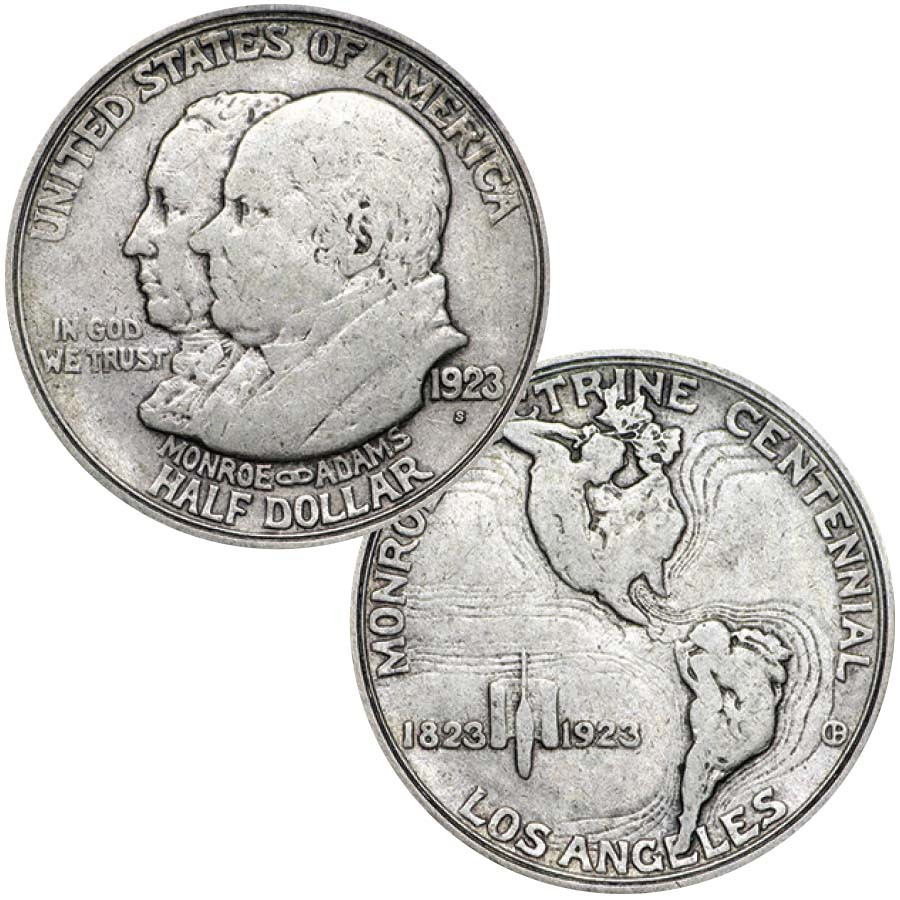 1923-S Monroe Doctrine Silver Half Dollar Fine