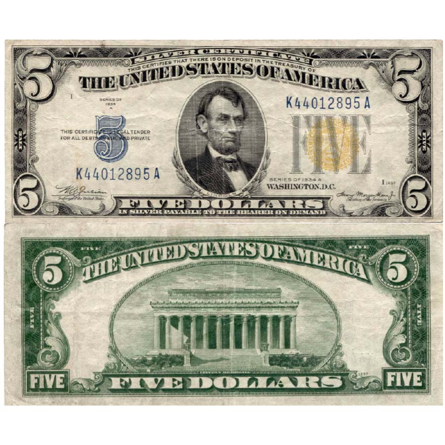 Series 1934-A $5 North Africa Silver Certificate Circ