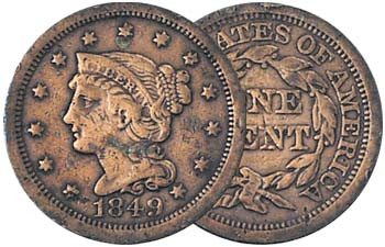 1839-1857 Braided Hair Large Cent Fine | International Coins