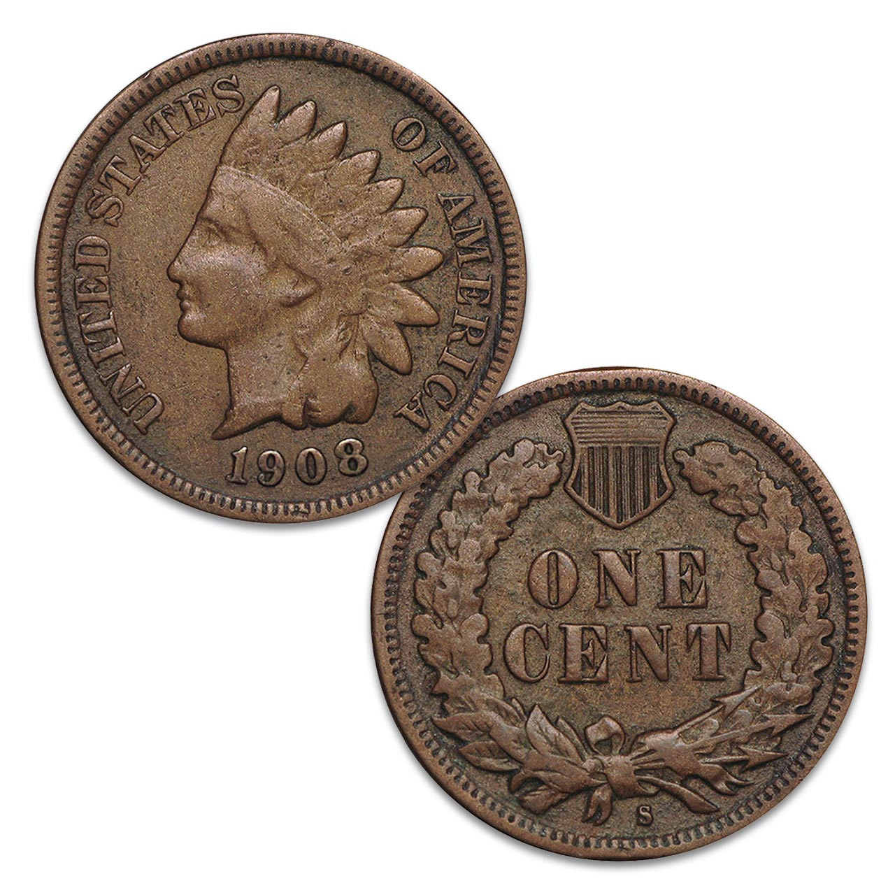 1908-S Indian Head Cent Good | International Coins & Currency