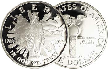 ブラジル共和国　共和国建国100周年記念　200クルザドスノボス銀貨　1989 1989-S Congress Silver Dollar Proof | International Coins & Currency
